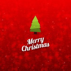 Red Merry Christmas with Tree Free Vector