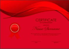 Red Styles Certificate of Achievement Template Vector File