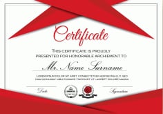 Red Styles Certificate of Achievement Template Illustrator Vector File
