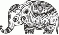 Retro Floral Elephant Free CDR Vectors File