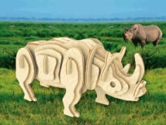 Rhino 3D Puzzle Laser Cut CNC Animal Plans CDR File