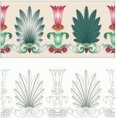 Roman Rectangle Ornament, Flower Pattern Design Vector File