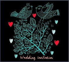 Romantic Wedding Invitation Card Free Vector