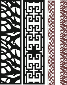 Room Divider Seamless Floral Screen Set Free Vector File