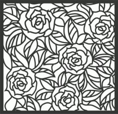 Rose Decorative Metal Grill Screen Panel DXF File