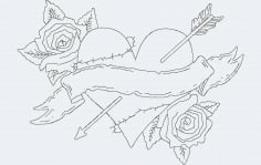 Rose heart Free DXF Vectors File