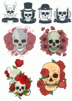 Rose Skull Sticker CDR File