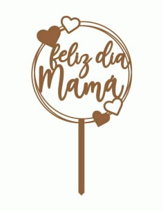 Round Cake Topper for Mom Vector File