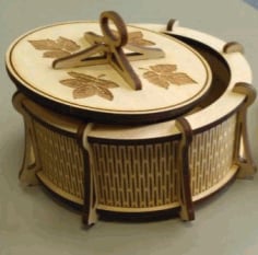 Round Carved Box Laser Cut CDR File