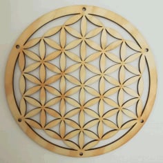 Round Shape Wall Art Flower of Life Wallplate 40cm Free DXF File