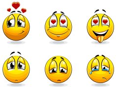 Sad and Love Smile Face Set Free Vector