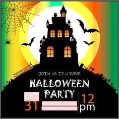 Scary Halloween Party Invitation Card Free Vector