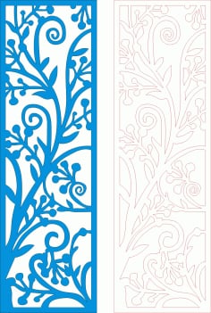Screen Panel Set of Floral Design Blue Laser Cut CDR File