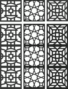 Set Of Abstract Privacy Screens Outdoor Grill Panel DXF File