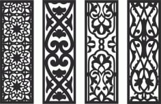 Set Of Classic Grill Screen Panel DXF File