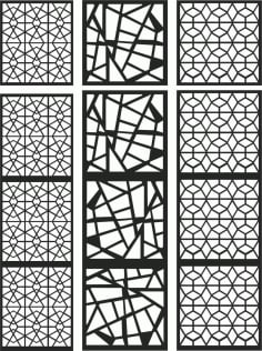 Set of Decorative Metal Wall Panels Exterior Screen Design DXF File