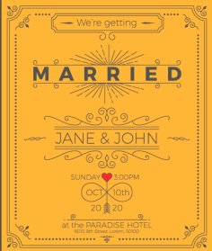 Set Of Marriage Invitation Card Template Free Vector