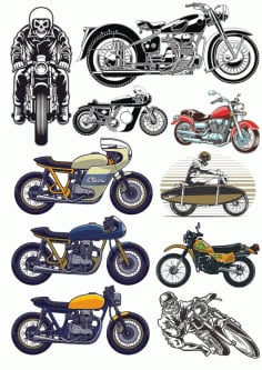 Set of Motorbike Sticker T Shirt Printing Design CDR File