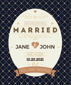 Set of Wedding Invitation Cards Template Free Vector