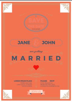 Set Of Wedding Invitation Cards Template Style Free Vector
