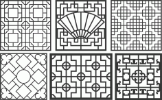 Set of Window Grill Design DXF File