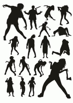 Set Of Zombie Silhouettes CDR Vectors File