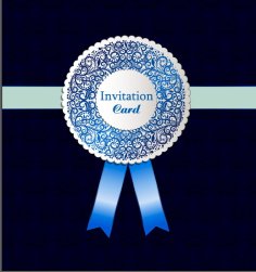 Shiny Elegant Ribbon Floral Decor Invitation Card Template Free Vector