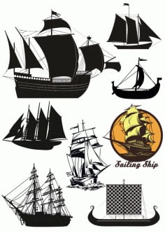 Ships Silhouette Sticker CDR Vectors File