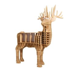 Sika Deer Shelf Wooden Animal Shelf 3D Wooden Puzzle DXF File for Laser Cutting