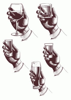 Silhouette Hand With Drink CDR Vectors File