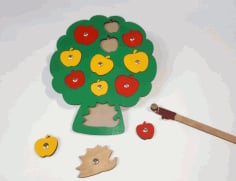 Simple Apple Peg Puzzle Wooden Toy For Preschool Early Learning Laser Cut CDR File