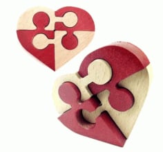 Simple Layout of the Wooden Puzzle Pieces that Form the Heart Shape CDR File