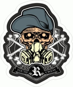 Skull Crew Sticker Free CDR Vectors File