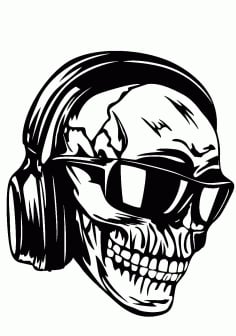 Skull Headphones Sunglasses DXF File