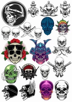 Skull Set for T Shirt Printing Design CDR Vectors File