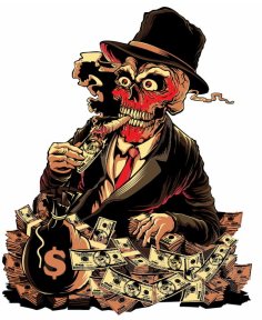 Skull Sugar with Dollar Gangster T-Shirt Printing Free Vector