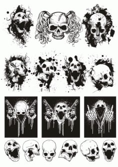 Skull T Shirt Designs Logos Laser Printing CDR File