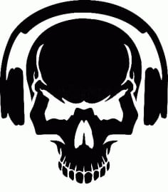 Skull with Headphones Art DXF File