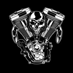 Skull with Motor Silhouette CDR File