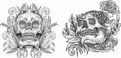 Skulls Print Free Design Pair CDR File