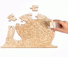 Snail Alphabet Jigsaw Puzzle Template vector Laser Cut CDR File