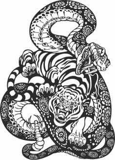 Snake And Tiger Fight Vector Art CDR File