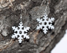 Snowflakes Wooden Earrings Jewelry Design DXF File