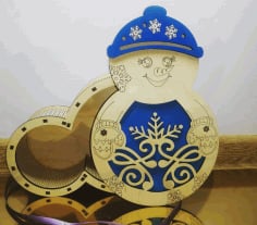 Snowman Christmas Gift Box Plywood Laser Cut CDR File