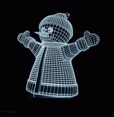 Snowman Decor 3D Acrylic Lamp Laser Cut CDR File