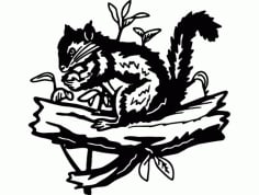 Squirrel and plants Free DXF Vectors File