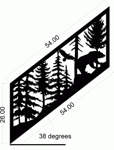 Staircase Panel Bear Eagle Art Laser Cut DXF File