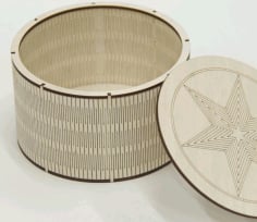 Star Plywood Wooden Round Box DXF File