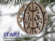 Stars Christmas Tree Ball Ornament CNC Laser Cut Vector DXF File