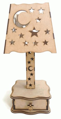 Stary Night Light Wooden Table Lamp CDR File